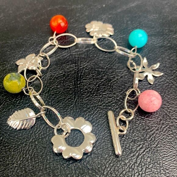 Sterling Silver Gemstone Charm Bracelet – QVC Paraiso – 7.25” - Picture 1 of 13